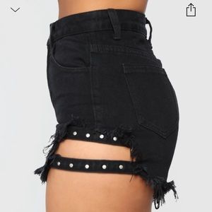 black denim shorts